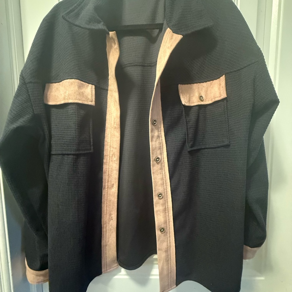 Shacket -Navy and Tan